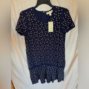 Michael Michael Kors Short Sleeve Stuffed Stretch-knit Mini Dress Size M